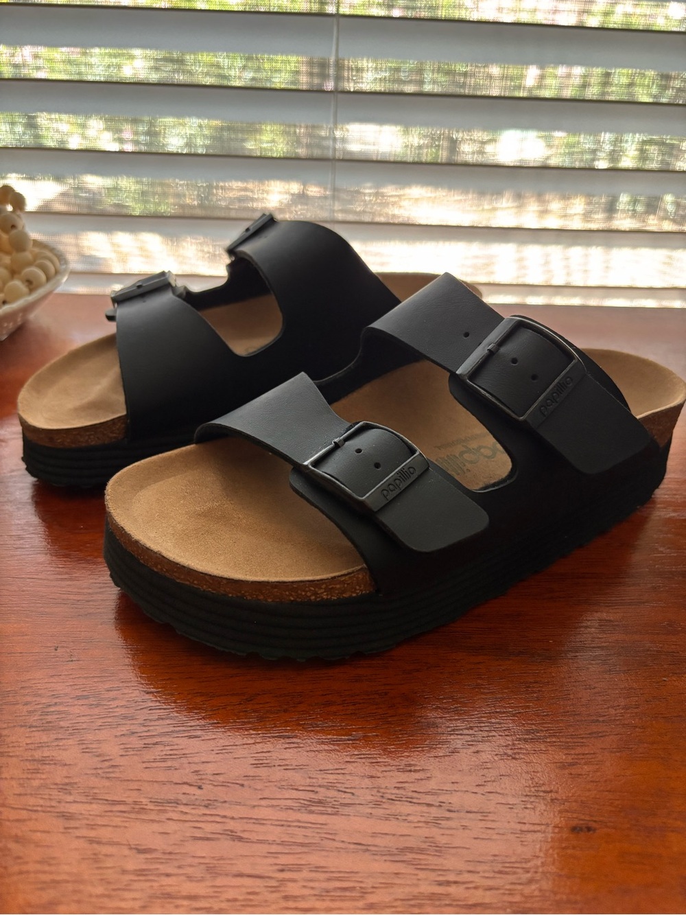 Birkenstock Black Two-Strap Platform Sandals